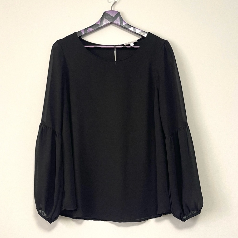 Maette Black Balloon Sleeves Blouse Size Large